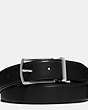 COACH®,HARNESS BUCKLE CUT-TO-SIZE REVERSIBLE BELT, 32MM,Leather,Medium,Black Dark Brown,Front View