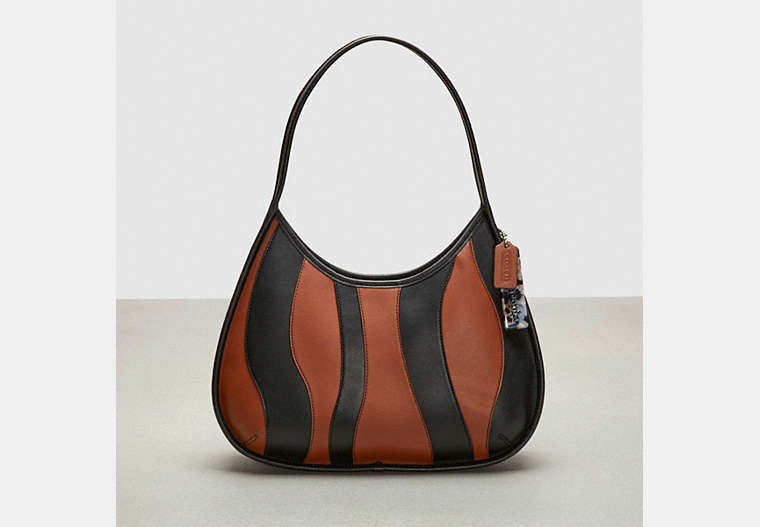 COACH®,Large Ergo in Wavy Stripe Upcrafted Leather,Upcrafted Leather™,Large,Black/Saddle,Front View