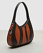 COACH®,Large Ergo in Wavy Stripe Upcrafted Leather,Upcrafted Leather™,Large,Black/Saddle,Angle View