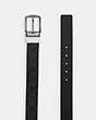 COACH®,HARNESS BUCKLE CUT-TO-SIZE REVERSIBLE BELT, 38MM,Coated Canvas,Medium,Charcoal/Black,Angle View