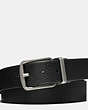 COACH®,HARNESS BUCKLE CUT-TO-SIZE REVERSIBLE BELT, 38MM,Pebbled Leather,Black Dark Brown,Front View