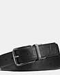 COACH®,HARNESS BUCKLE CUT-TO-SIZE REVERSIBLE BELT, 38MM,Leather,Black,Front View