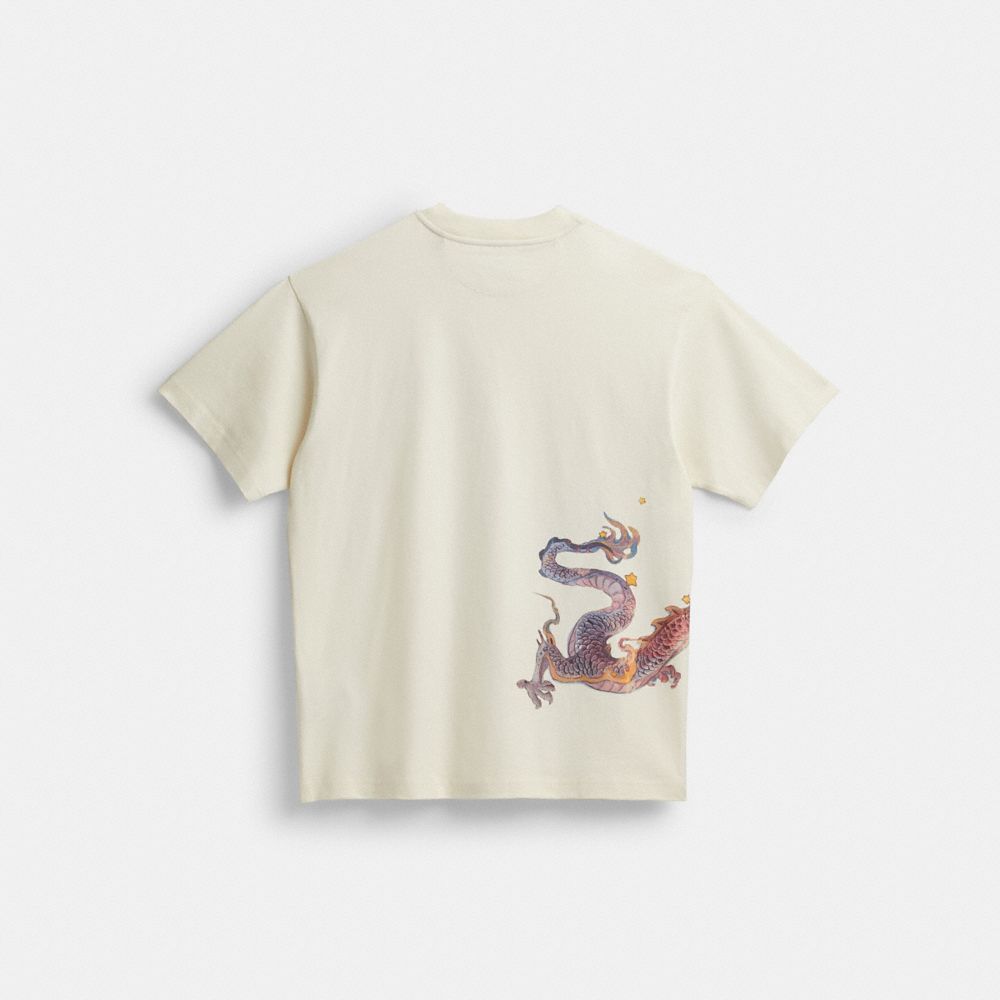 COACH®,NEW YEAR T-SHIRT WITH DRAGON,cotton,Cream,Back View