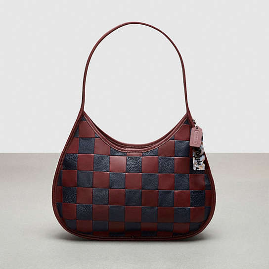 Coachtopia Large Ergo in Checkerboard Patchwork Upcrafted Leather Purses - New Bordeaux/midnight Navy Sustainable & Eco Friendly
