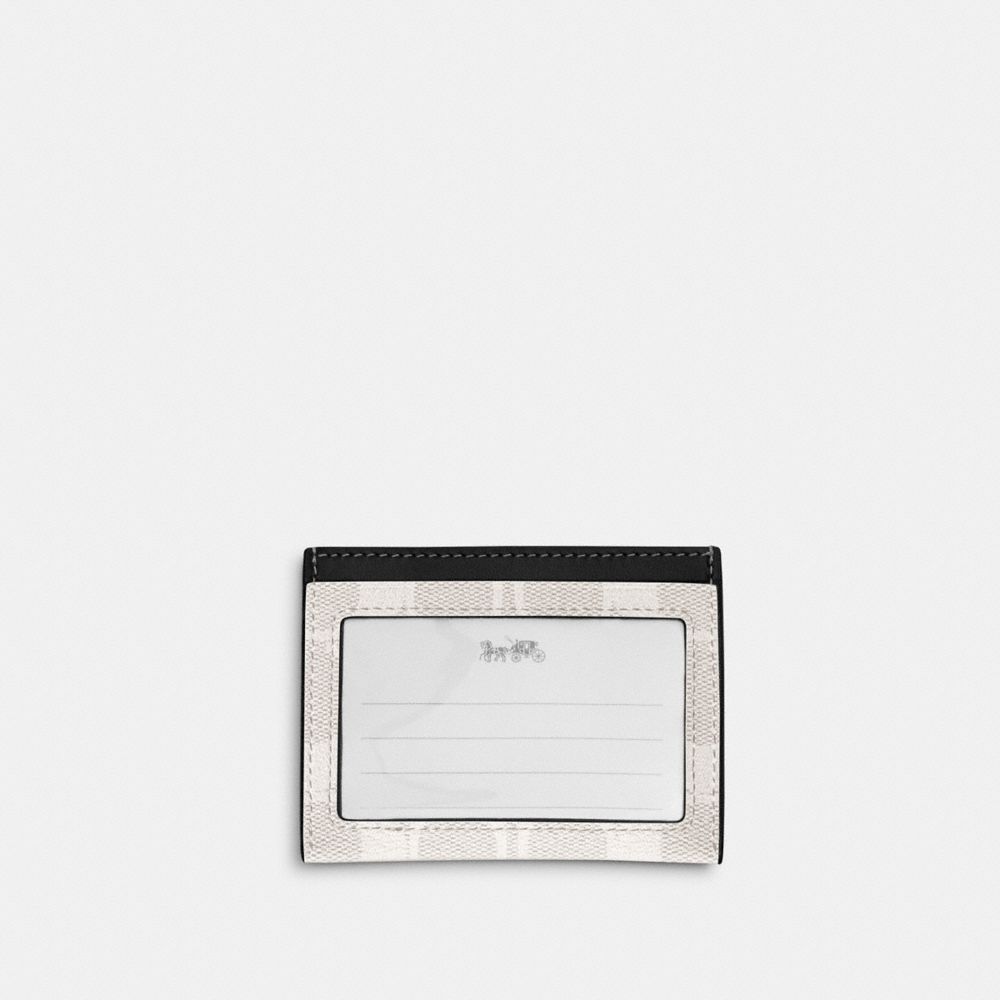 COACH®,SLIM ID CARD CASE IN SIGNATURE CANVAS,Signature Canvas,Gunmetal/Chalk/Black Multi,Back View