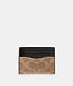 COACH®,SLIM ID CARD CASE IN SIGNATURE CANVAS,Coated Canvas,Gunmetal/Tan,Front View