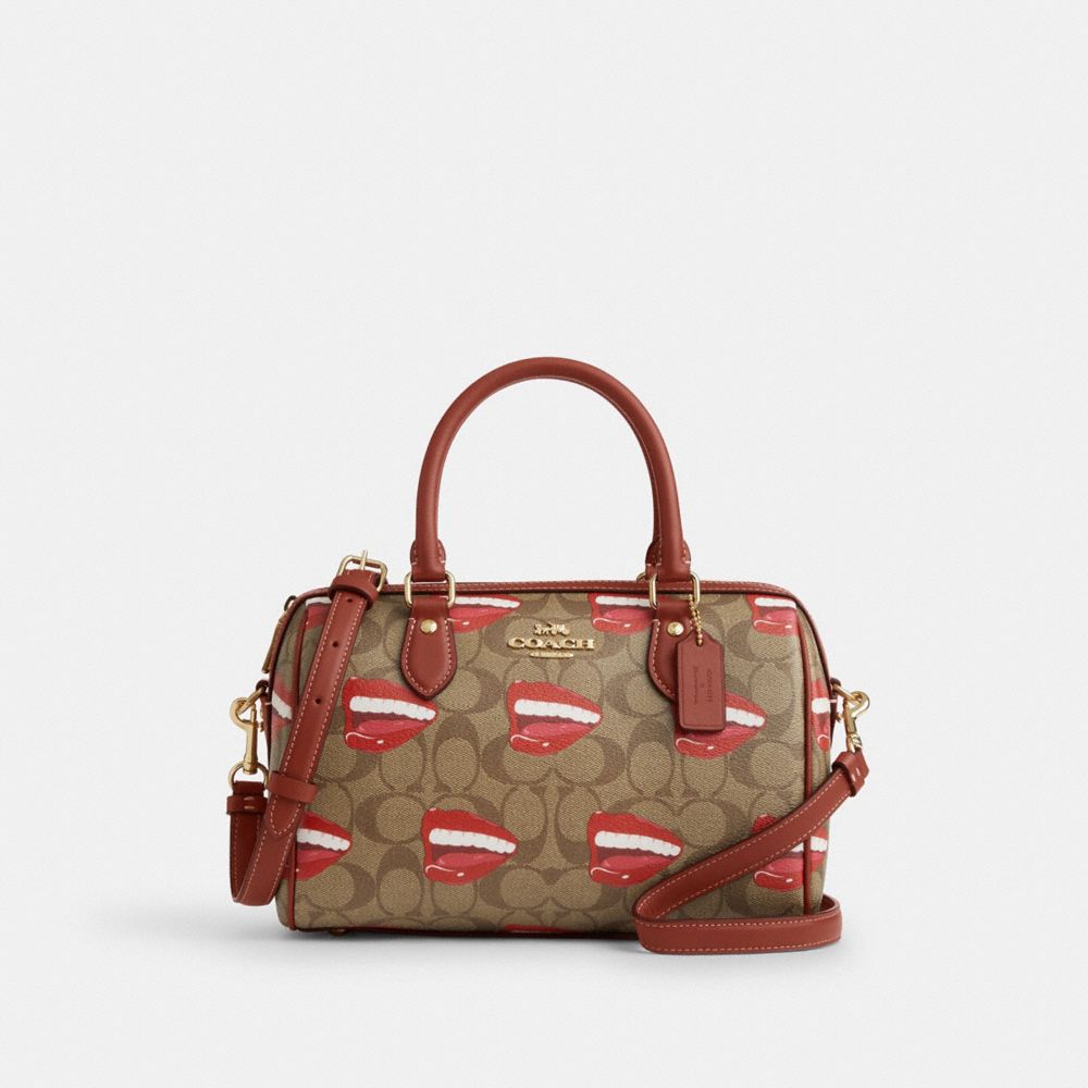 COACH®,SATCHEL ROWAN COACH X TOM WESSELMANN EN TOILE SIGNATURE,pvc,Or/Kaki/Terre cuite Multi,Front View