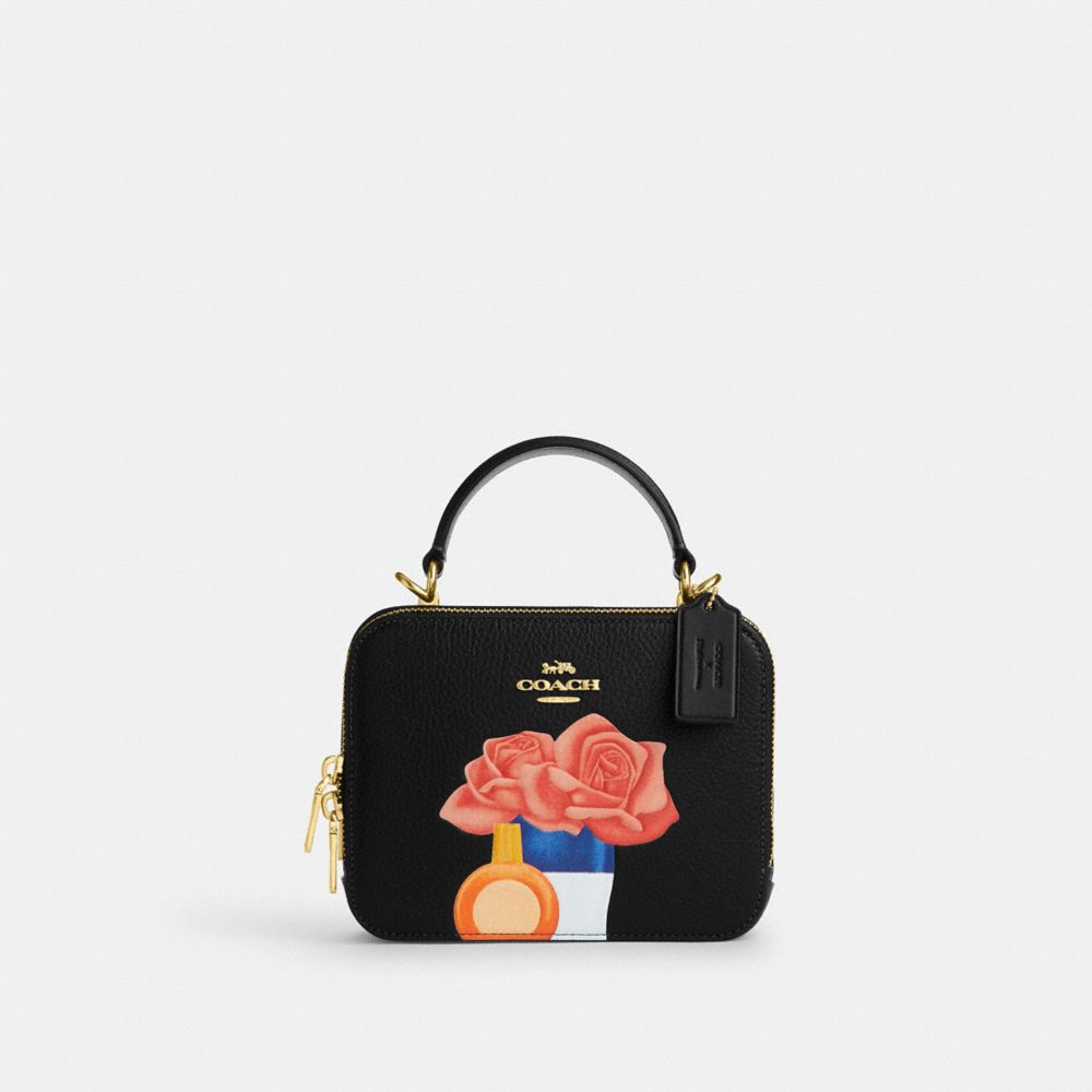 COACH®,COACH X TOM WESSELMANN BOX CROSSBODY BAG,Novelty Leather,Small,Gold/Black Multi,Front View