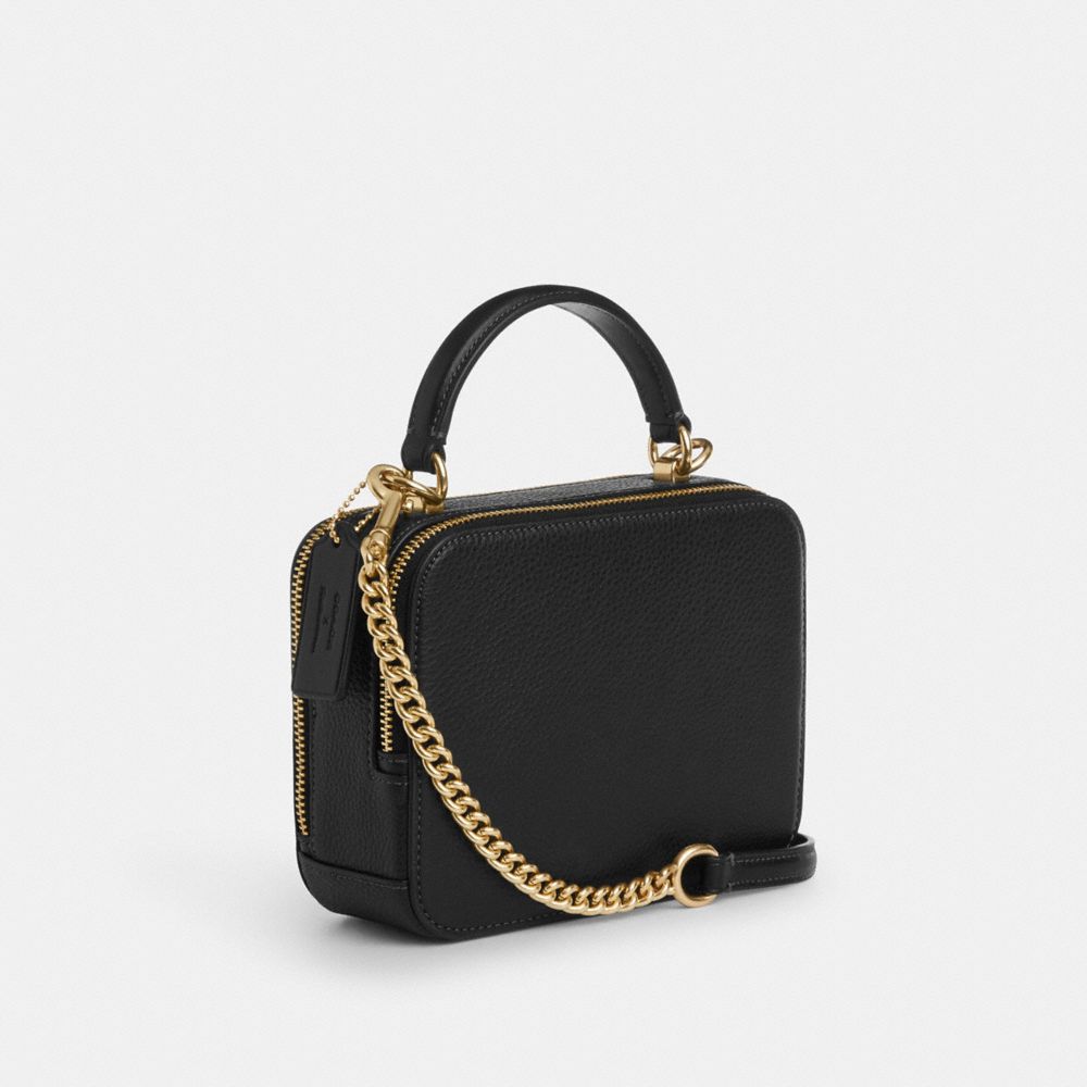 COACH®,COACH X TOM WESSELMANN BOX CROSSBODY BAG,Novelty Leather,Small,Gold/Black Multi,Angle View