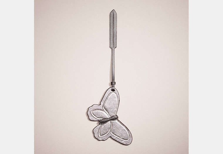 COACH®,REMADE BUTTERFLY BAG CHARM,Garden Party,Silver Metallic,Front View