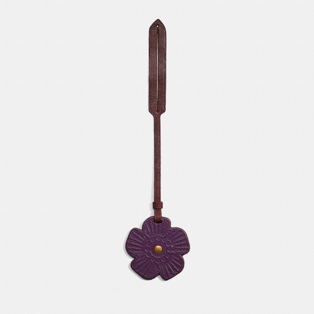 COACH®,REMADE TEA ROSE BAG CHARM,Garden Party,Purple Multi,Front View