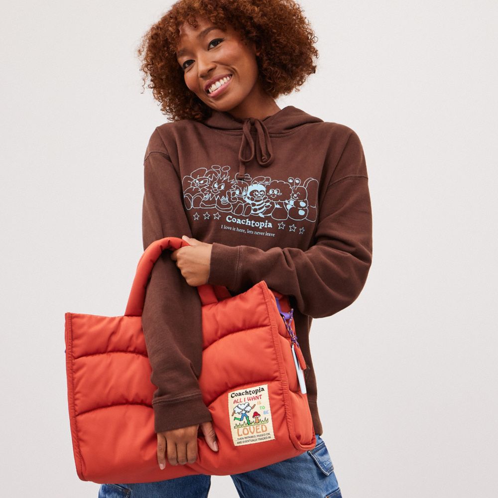 COACH®,Coachtopia Loop Tote,Recycled Polyester,Tote,Plastic,Applique,Casual,Burnt Orange,Detail View
