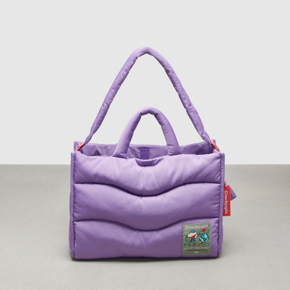 COACH®,Coachtopia Loop Quilted Wavy Tote,Recycled Polyester,Large,Coachtopia Loop,Iris,Front View image number 0