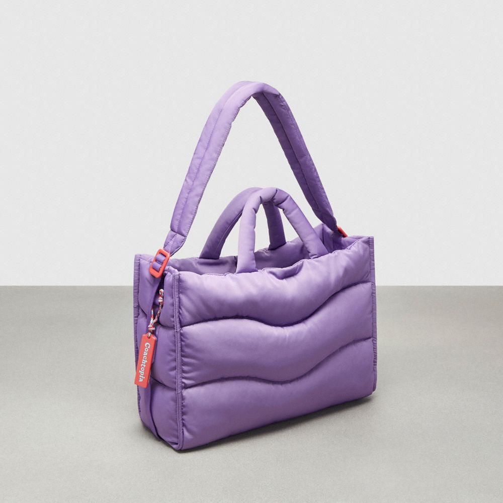 COACH®,Coachtopia Loop Quilted Wavy Tote,Recycled Polyester,Large,Coachtopia Loop,Iris,Angle View