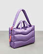 COACH®,Coachtopia Loop Quilted Wavy Tote,Recycled Polyester,Large,Coachtopia Loop,Iris,Angle View