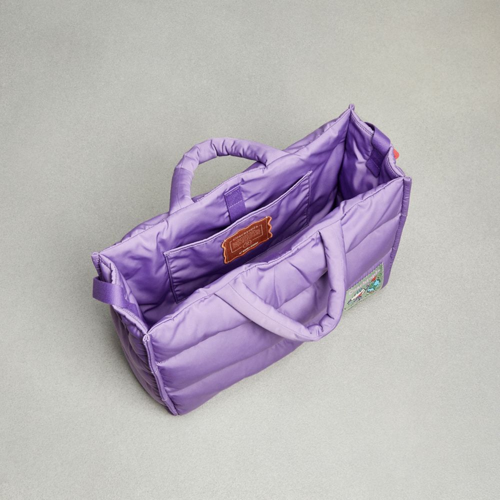 COACH®,Coachtopia Loop Tote,Recycled Polyester,Tote,Plastic,Applique,Casual,Purple,Inside View,Top View