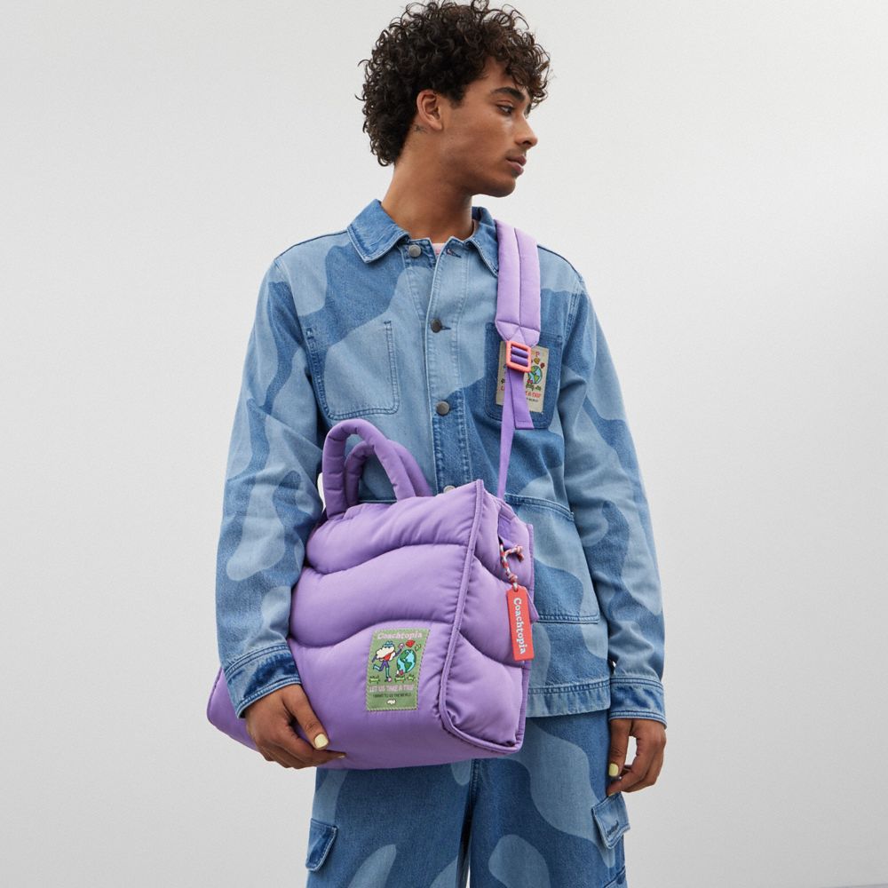 COACH®,Coachtopia Loop Tote,Recycled Polyester,Tote,Plastic,Applique,Casual,Purple,Detail View