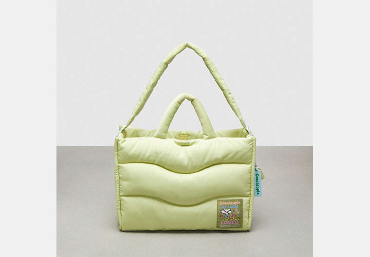 COACH®,Coachtopia Loop Quilted Wavy Tote,Recycled Polyester,Large,Coachtopia Loop,Pale Lime,Front View