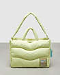COACH®,Coachtopia Loop Quilted Wavy Tote,Recycled Polyester,Large,Coachtopia Loop,Pale Lime,Front View