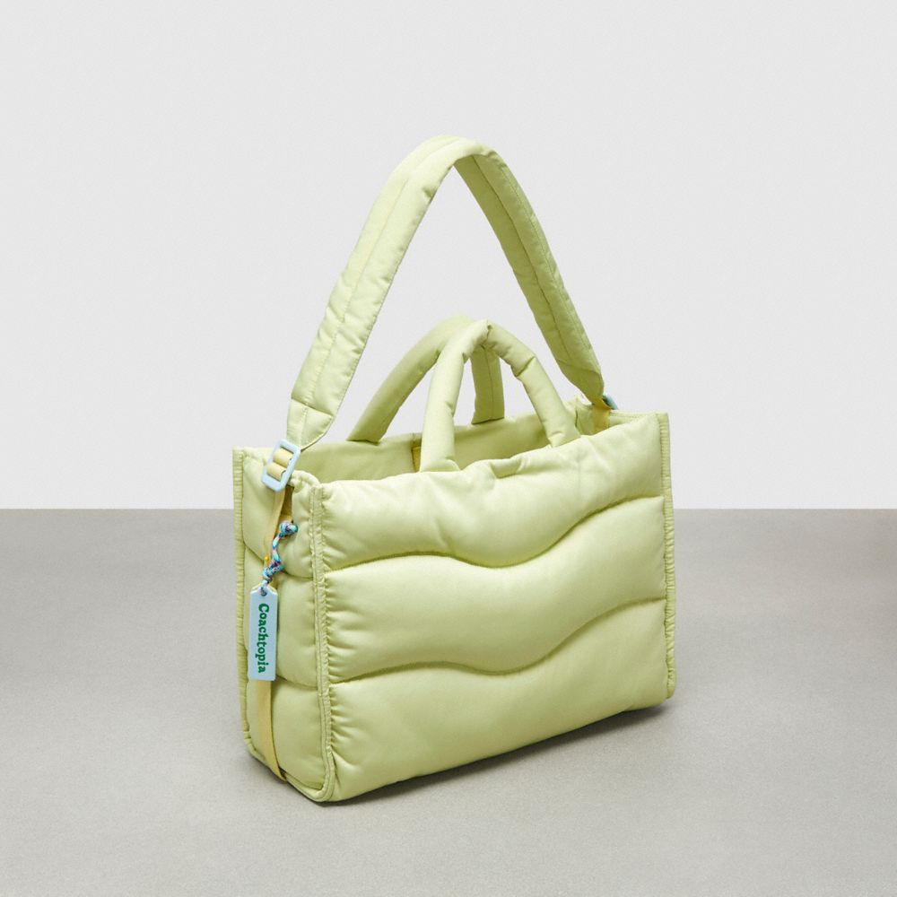 COACH®,Coachtopia Loop Tote With Wavy Quilting,Recycled Polyester,Large,Coachtopia Loop,Pale Lime,Angle View