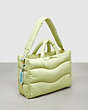 COACH®,Coachtopia Loop Quilted Wavy Tote,Recycled Polyester,Large,Coachtopia Loop,Pale Lime,Angle View