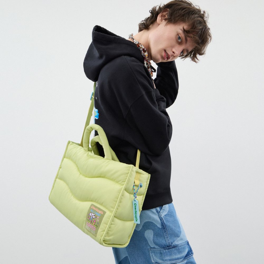 COACH®,Coachtopia Loop Tote,Recycled Polyester,Lining Recycled Polyester,Lining Polyester,Tote,Plastic,Applique,Casual,Green,Detail View