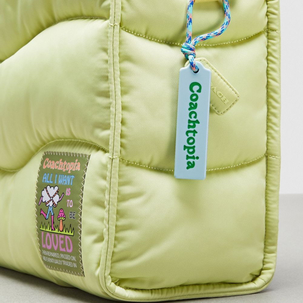 COACH®,Coachtopia Loop Tote,Recycled Polyester,Lining Recycled Polyester,Lining Polyester,Tote,Plastic,Applique,Casual,Green,Group View