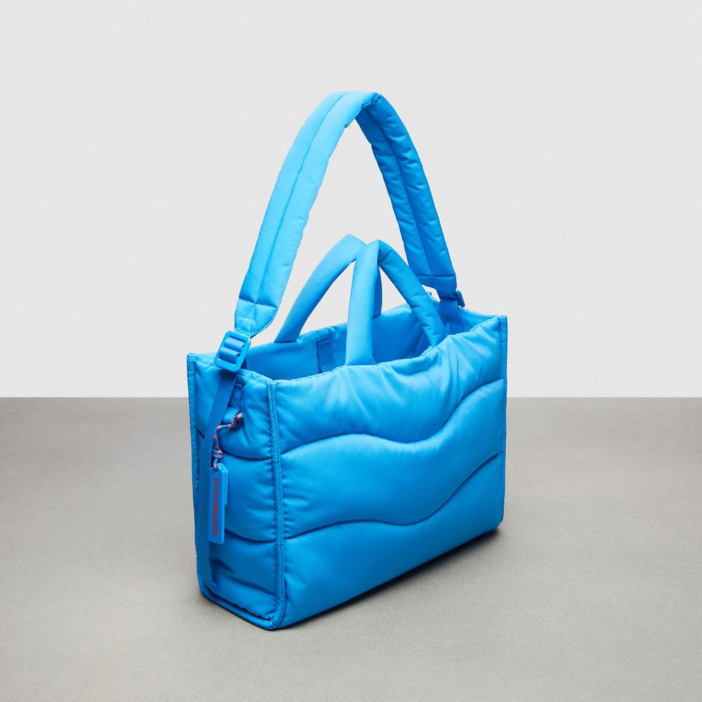 COACH®,Coachtopia Loop Tote,Recycled Polyester,Tote,Plastic,Applique,Casual,Blue,Angle View