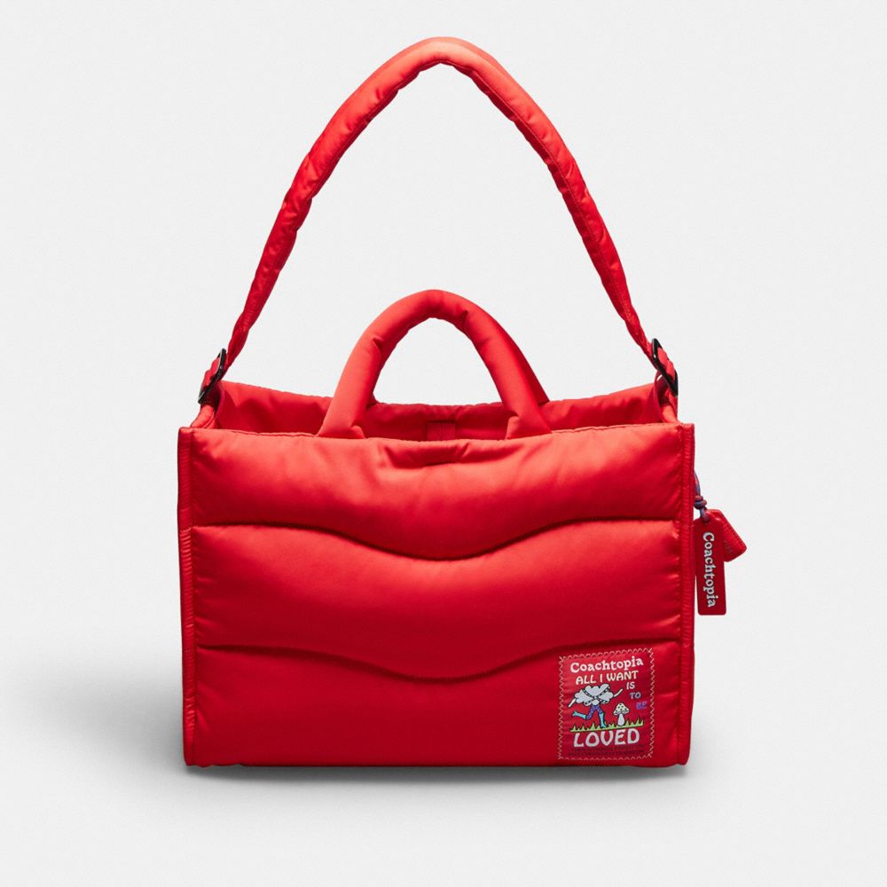 COACH®,Coachtopia Loop Tote,Recycled Polyester,Tote,Plastic,Applique,Casual,Red,Front View