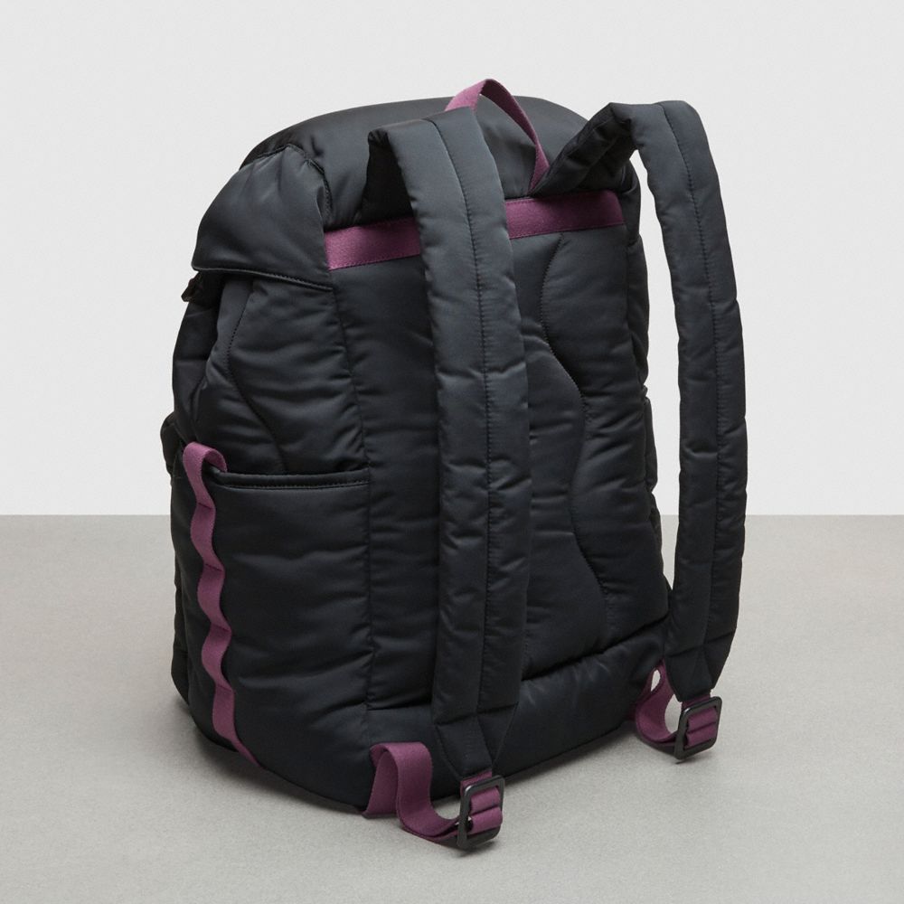 COACH®,Coachtopia Loop Backpack,Recycled Polyester,Large,Coachtopia Loop,Black,Angle View