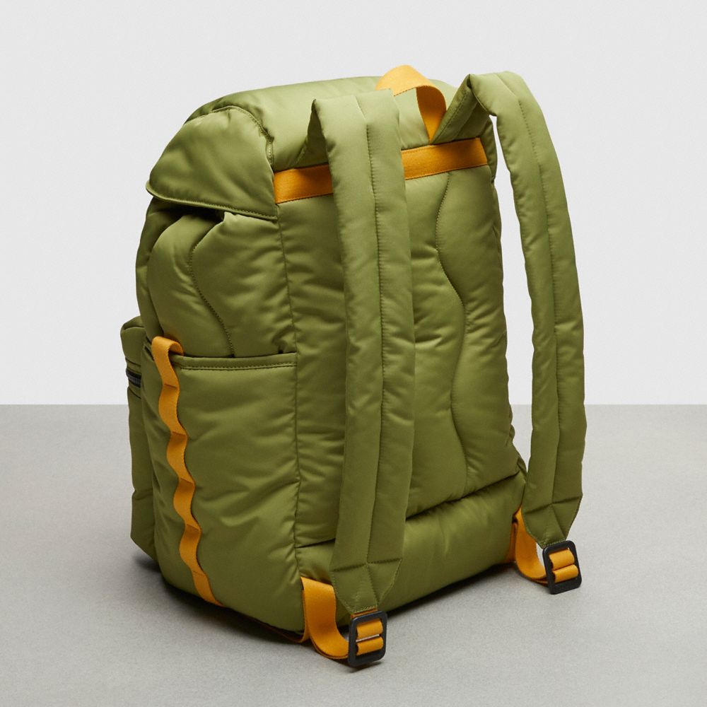 COACH®,Coachtopia Loop Backpack,Recycled Polyester,Large,Coachtopia Loop,Olive Green,Angle View