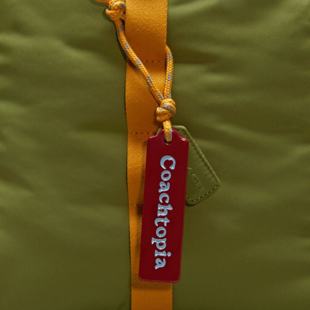 COACH®,Coachtopia Loop Backpack,Recycled Polyester,Backpack,Plastic,Color Block,Mixed Media,Applique,Casual,Olive,Group View