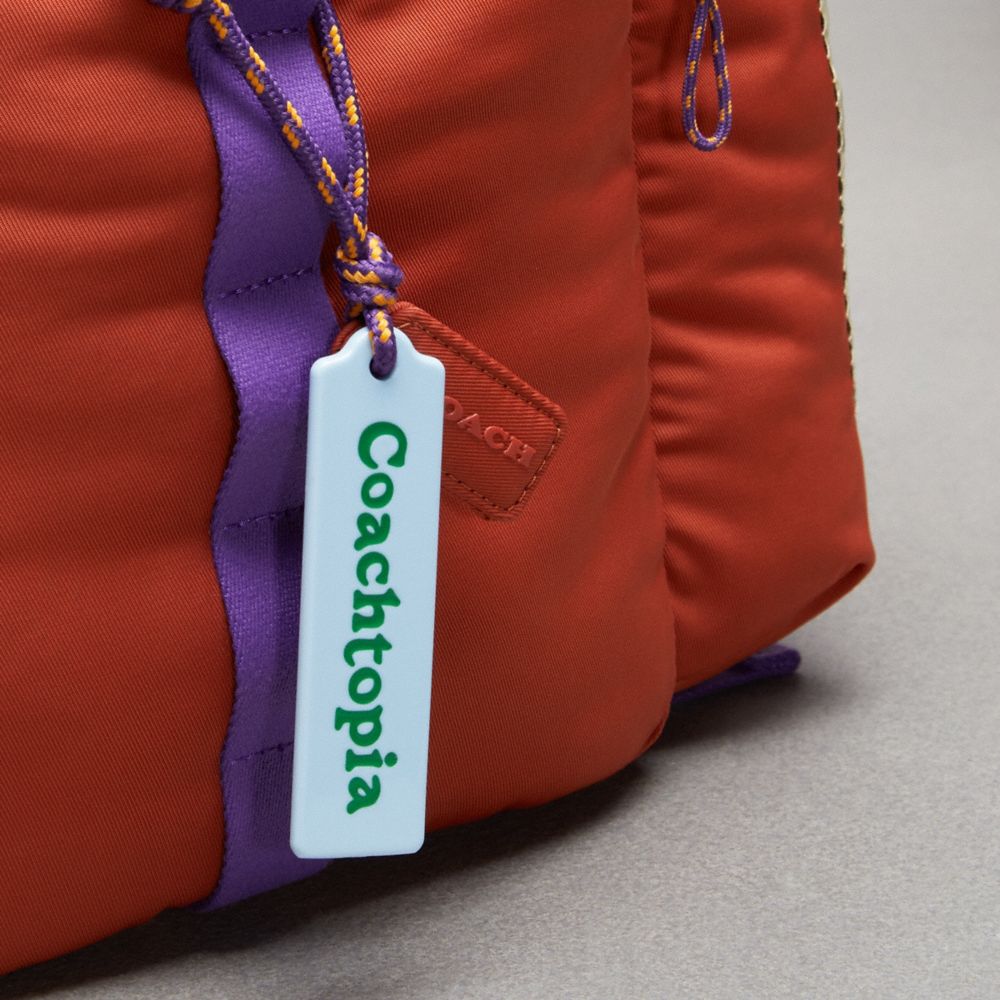 COACH®,Coachtopia Loop Backpack,Recycled Polyester,Backpack,Plastic,Color Block,Mixed Media,Applique,Casual,Burnt Orange,Group View