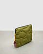 COACH®,Coachtopia Loop Quilted Cloud Laptop Sleeve,Medium,Olive Green,Angle View