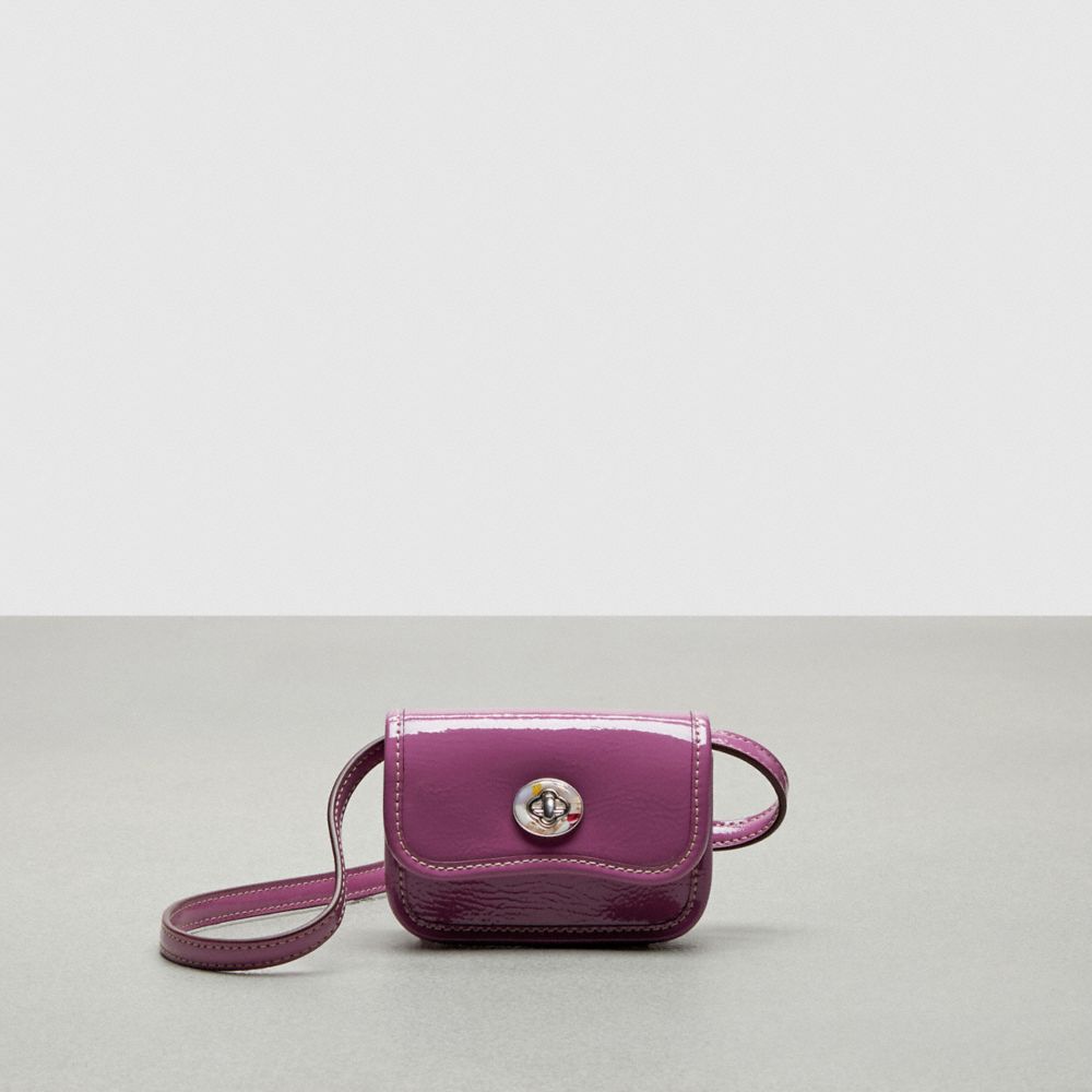 Wavy Wallet With Crossbody Strap In Crinkled Patent Coachtopia
