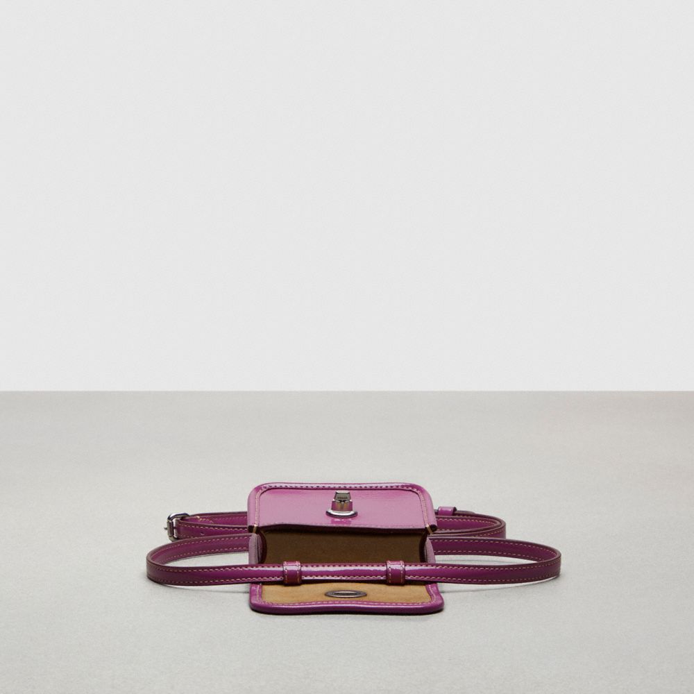 COACH®,Wavy Wallet In Crinkle Patent Coachtopia Leather,Crossbody,Piping,Casual,Purple,Inside View,Top View