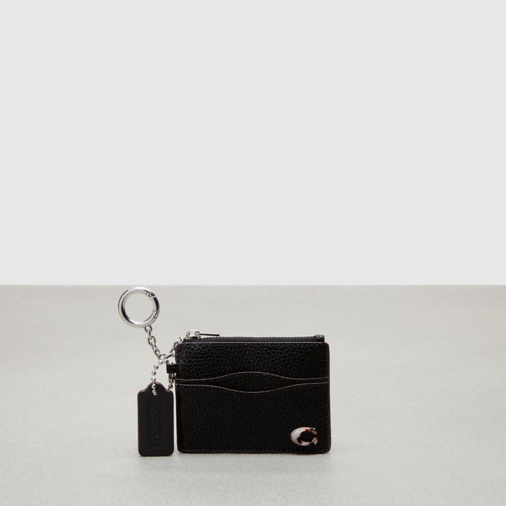 Wavy Zip Card Case With Key Ring In Pebbled Coachtopia Leather