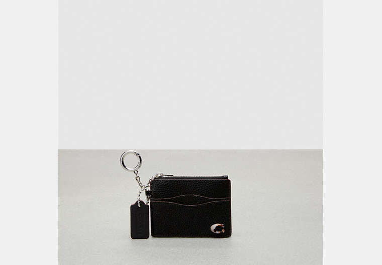 COACH®,Étui-cartes ondulé à fermeture éclair avec porte-clés ,Noir,Front View