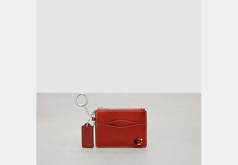 COACH®,Wavy Zip Card Case with Keyring ,Mini,Deep Orange,Front View
