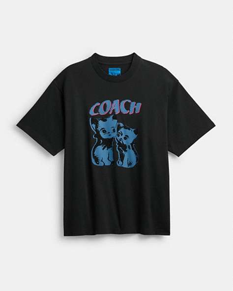 COACH®,THE LIL NAS X DROP CATS RELAXED T-SHIRT,cotton,Washed Black,Front View