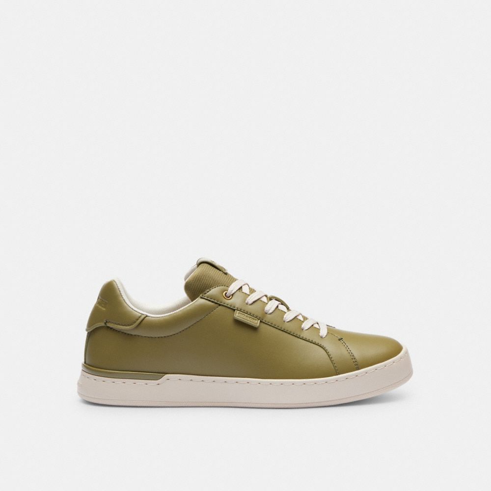 COACH®,LOWLINE LOW TOP SNEAKER,Leather,Moss,Angle View