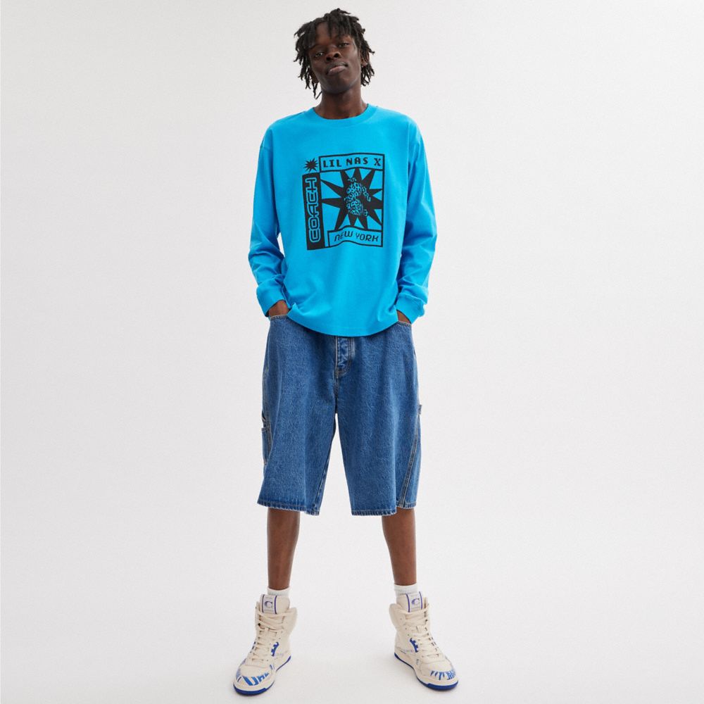 COACH®,T-SHIRT À MANCHES LONGUES LIL NAS X DROP SOLEIL,Coton,Bleu,Scale View