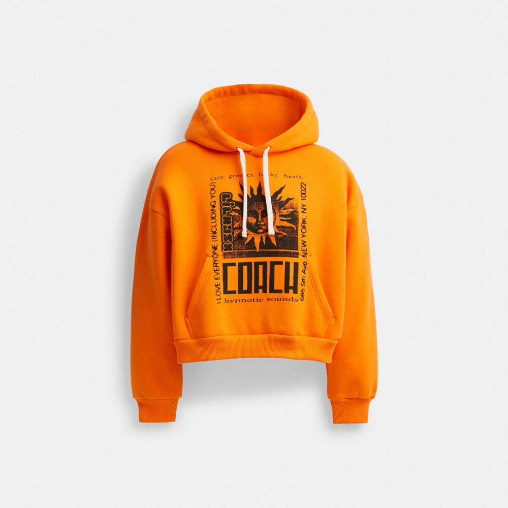 COACH®,CHANDAIL À CAPUCHON COURT LIL NAS X DROP,Coton/polyester,Orange,Front View