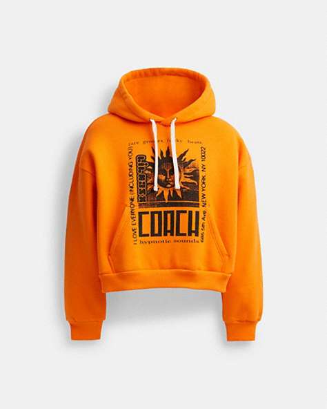 COACH®,THE LIL NAS X DROP CROPPED PULLOVER HOODIE,Cotton/Polyester,Orange,Front View