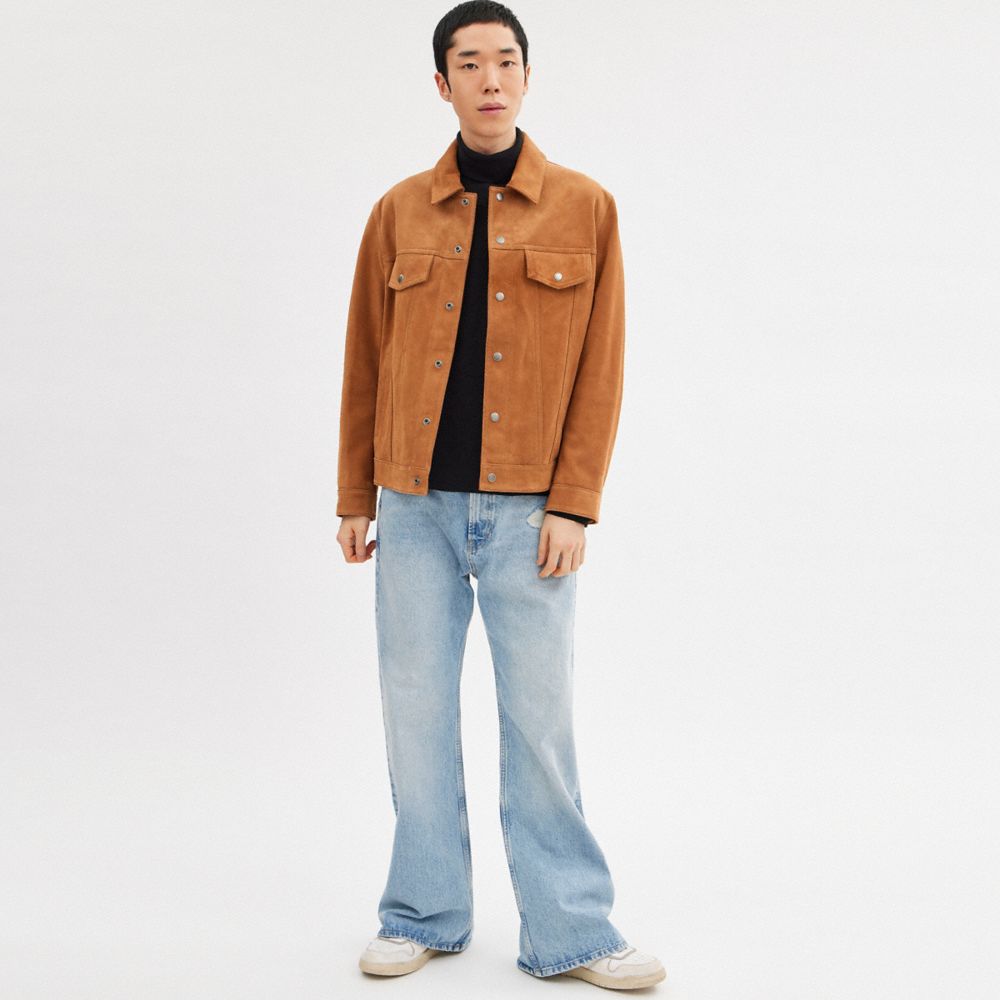 COACH®,SUEDE LEATHER JACKET,Tan,Scale View image number 0