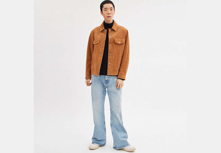COACH®,SUEDE LEATHER JACKET,Tan,Scale View image number 0