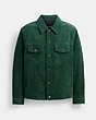 COACH®,SUEDE LEATHER JACKET,Suede,Green,Front View