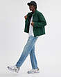 COACH®,SUEDE LEATHER JACKET,Suede,Green,Scale View