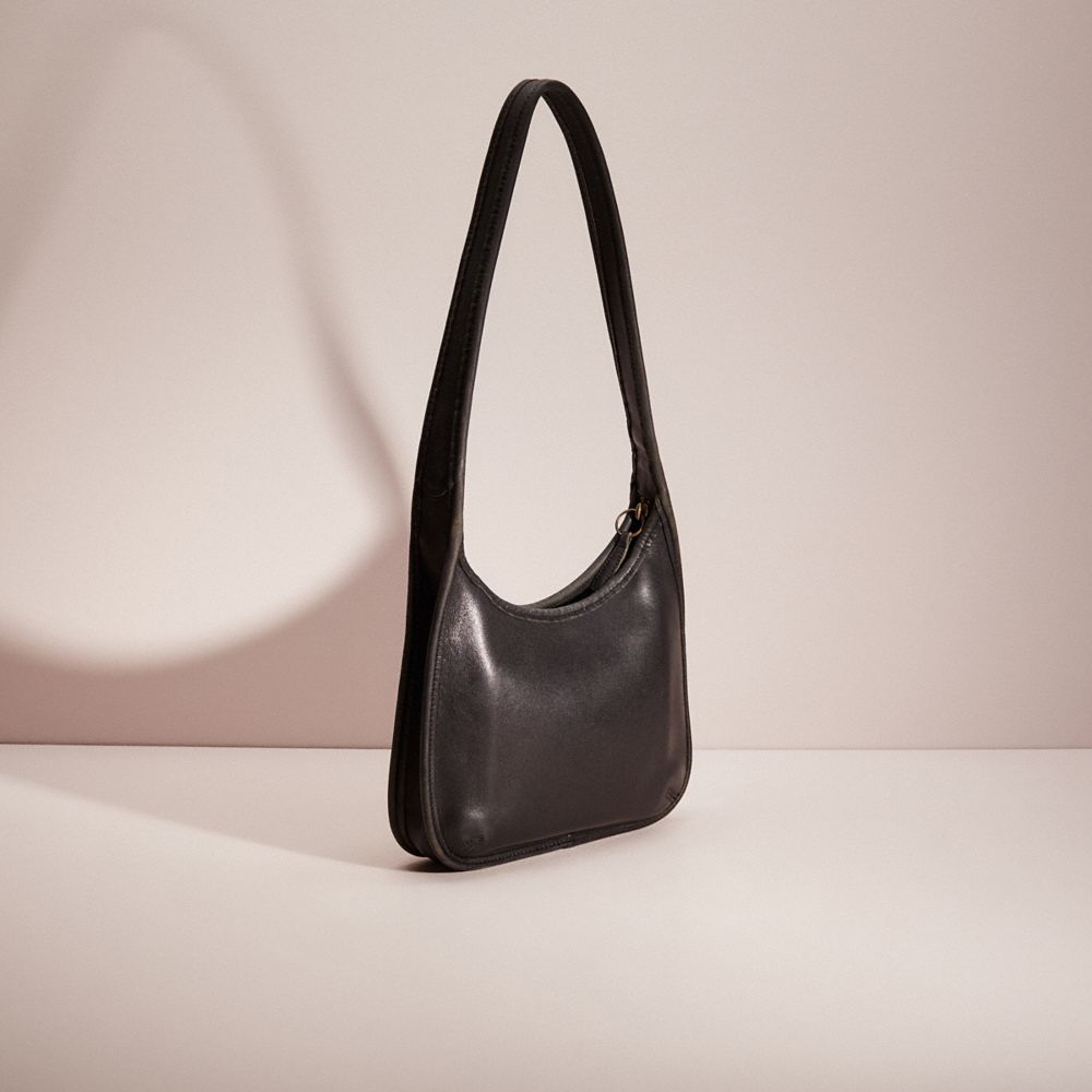 COACH®,Vintage Ergo Mini Zip Bag,Leather,Hobo,Casual,Black,Angle View