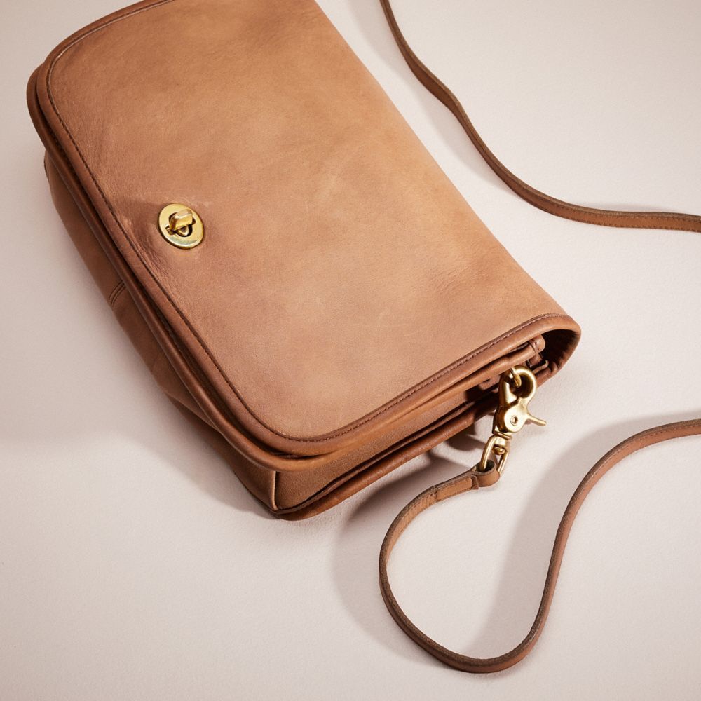COACH®,Vintage Convertible Clutch,Leather,Crossbody,Piping,Casual,Brown,Closer View